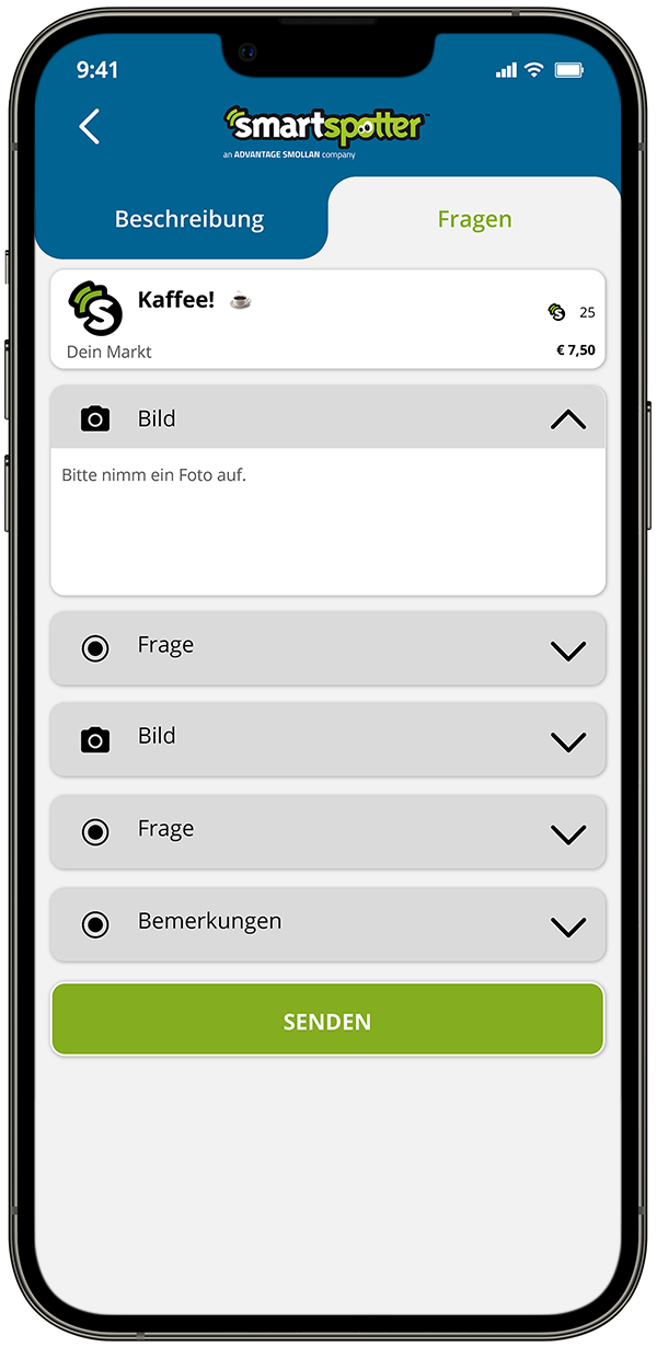 SmartSpotter app Assignment Submit Deutsch